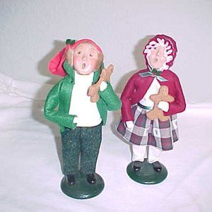 Vintage Byers Choice Carolers Gingerbread Girl AND Boy with Christmas Cookies
